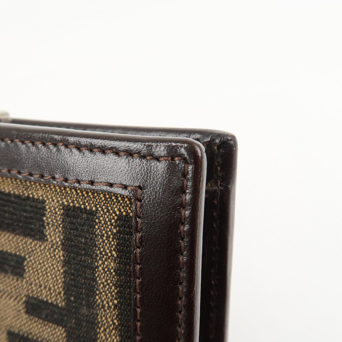 FENDI Zucca Canvas Leather Bifold Wallet Brown Black 1692  d