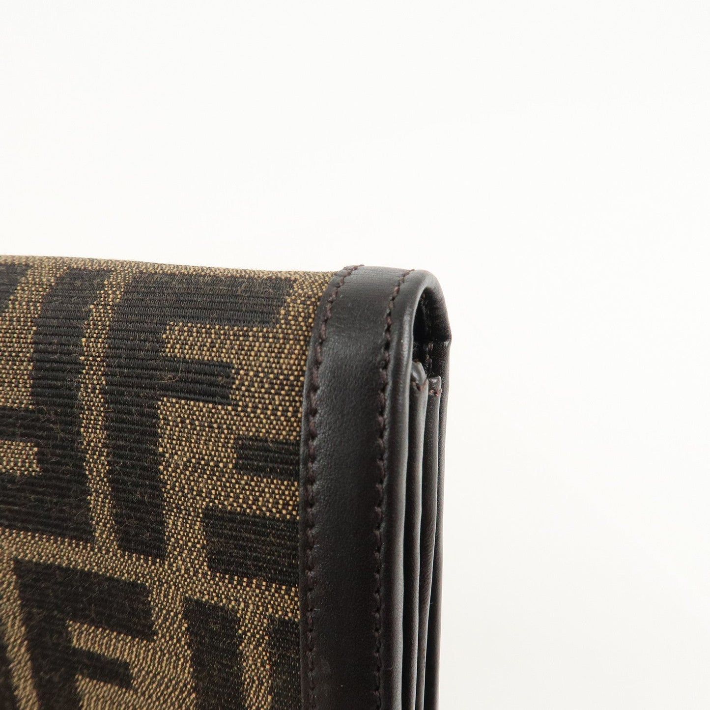 FENDI Zucca Canvas Leather Long Wallet Brown 8M0000  d