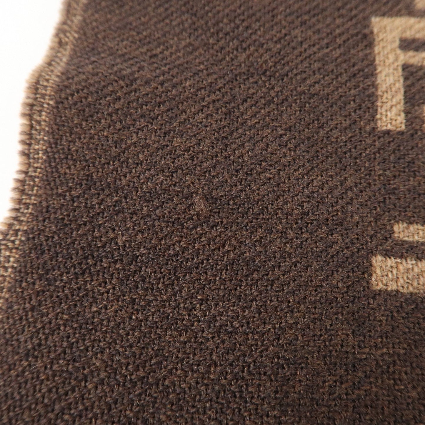 FENDI Zucchino Wool 100% Scarf Brown Black  d