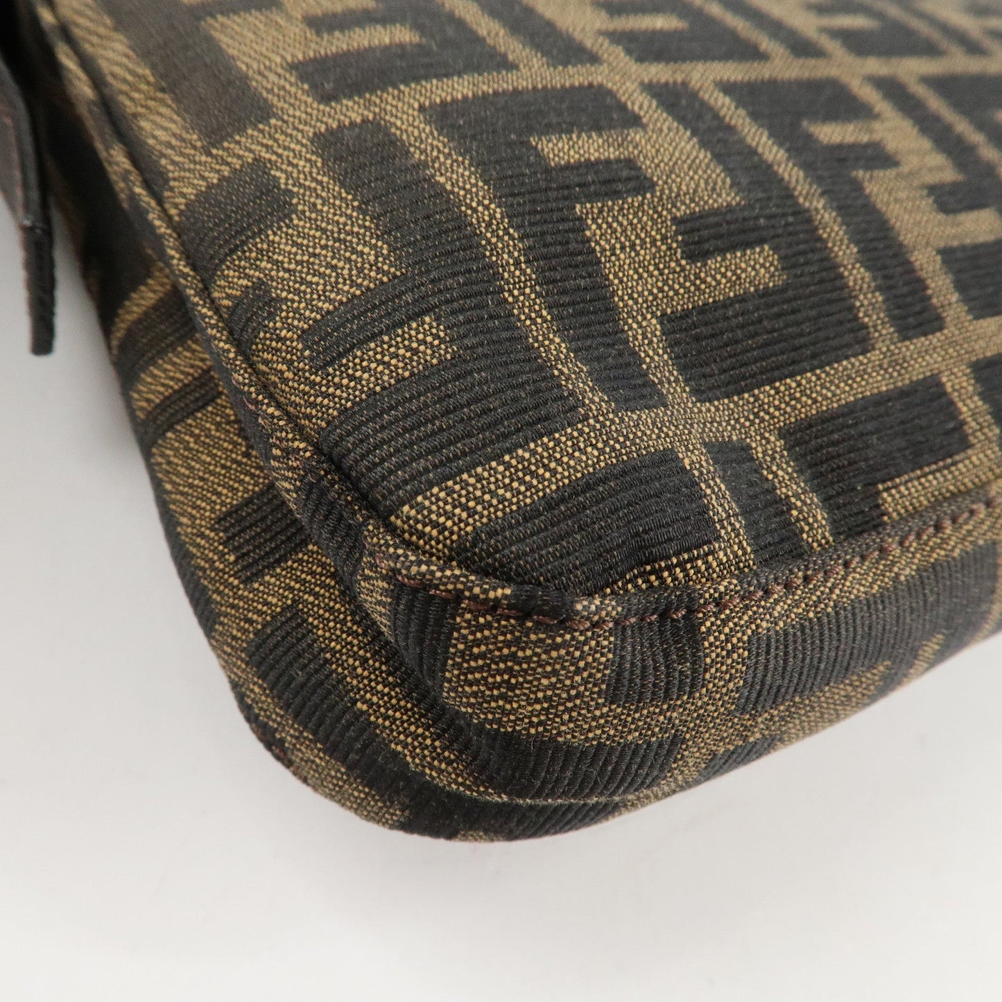 FENDI Mamma Baguette Zucca Canvas Shoulder Bag Brown 26424  d