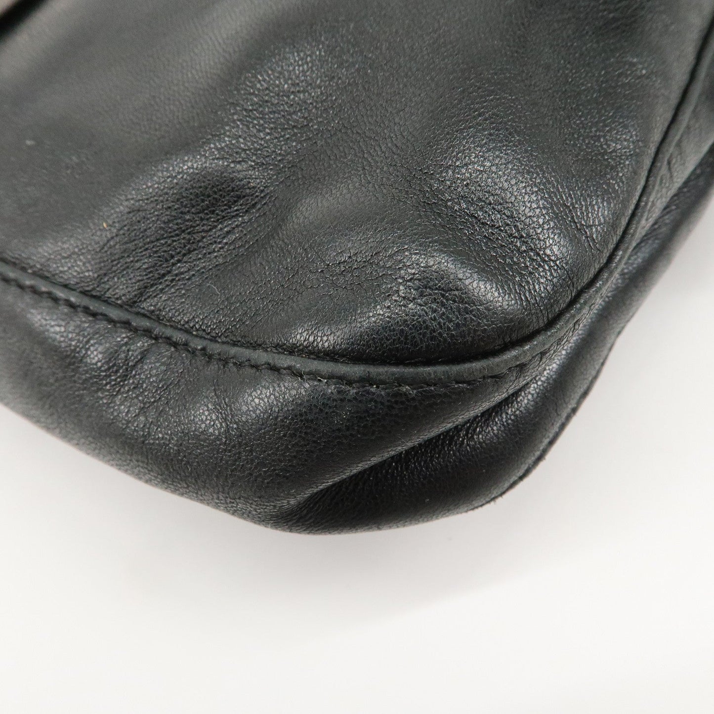 FENDI  Mamma Baguette Leather Shoulder Bag Hand Bag Black 26424  d