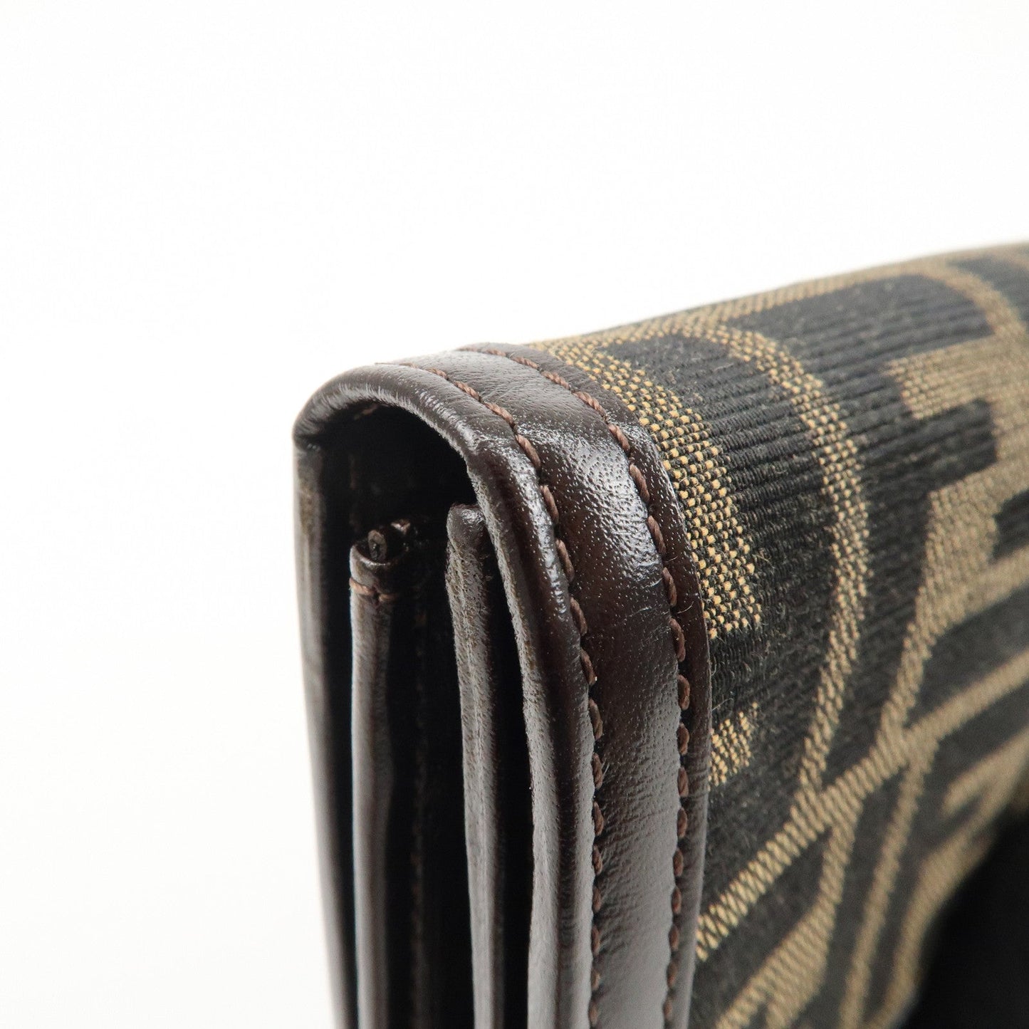 FENDI Zucca Print Canvas Leather Long Wallet Brown 30851  d