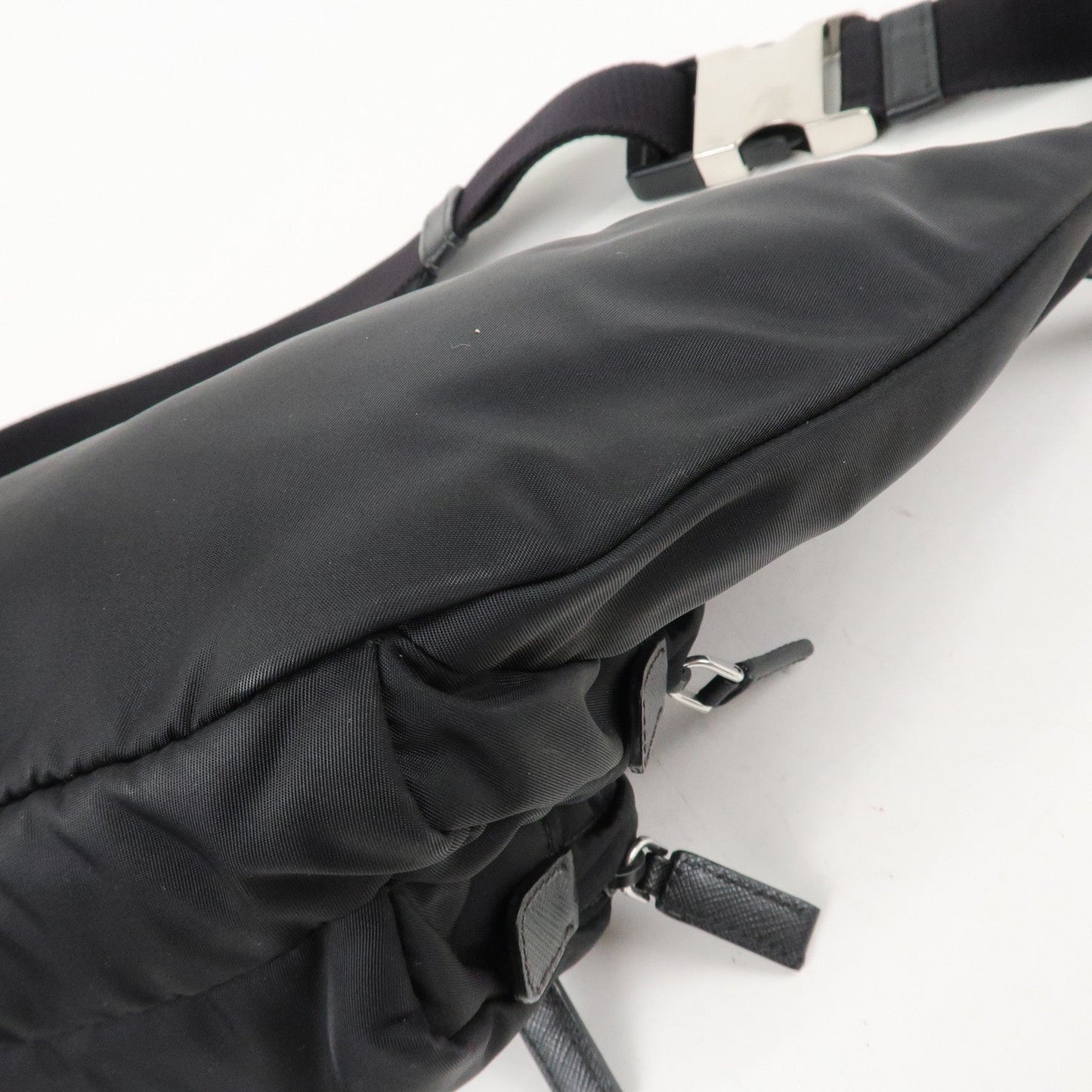 PRADA Logo Nylon Leather Waist Bag Crossbody Bag Black  d