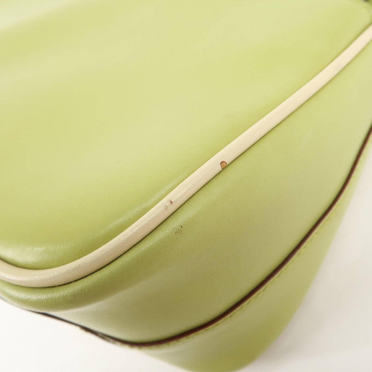 PRADA Leather Shoulder Bag Hand Bag Light Green B10689  d