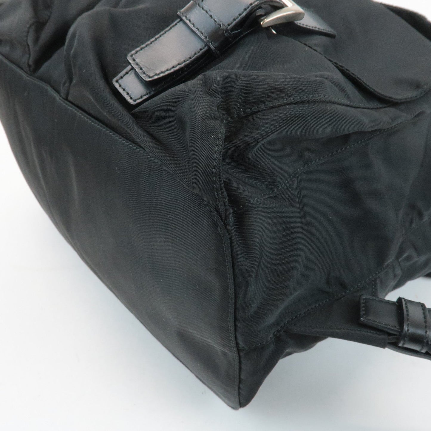 PRADA Triangle Logo Nylon Leather Back Pack Ruck Sack Black B2811  d