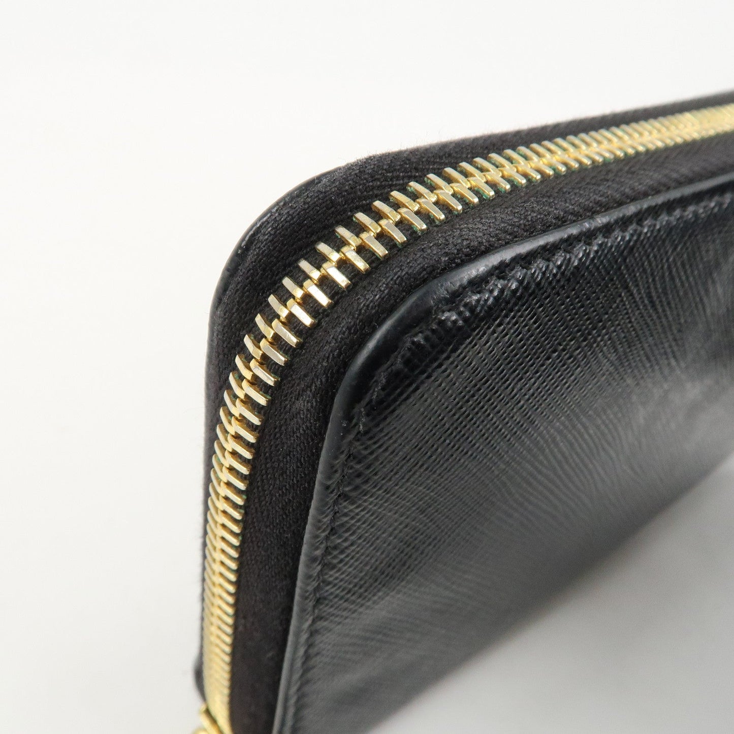 PRADA Saffiano Leather Round Zipper Long Wallet Black 1M0506  d
