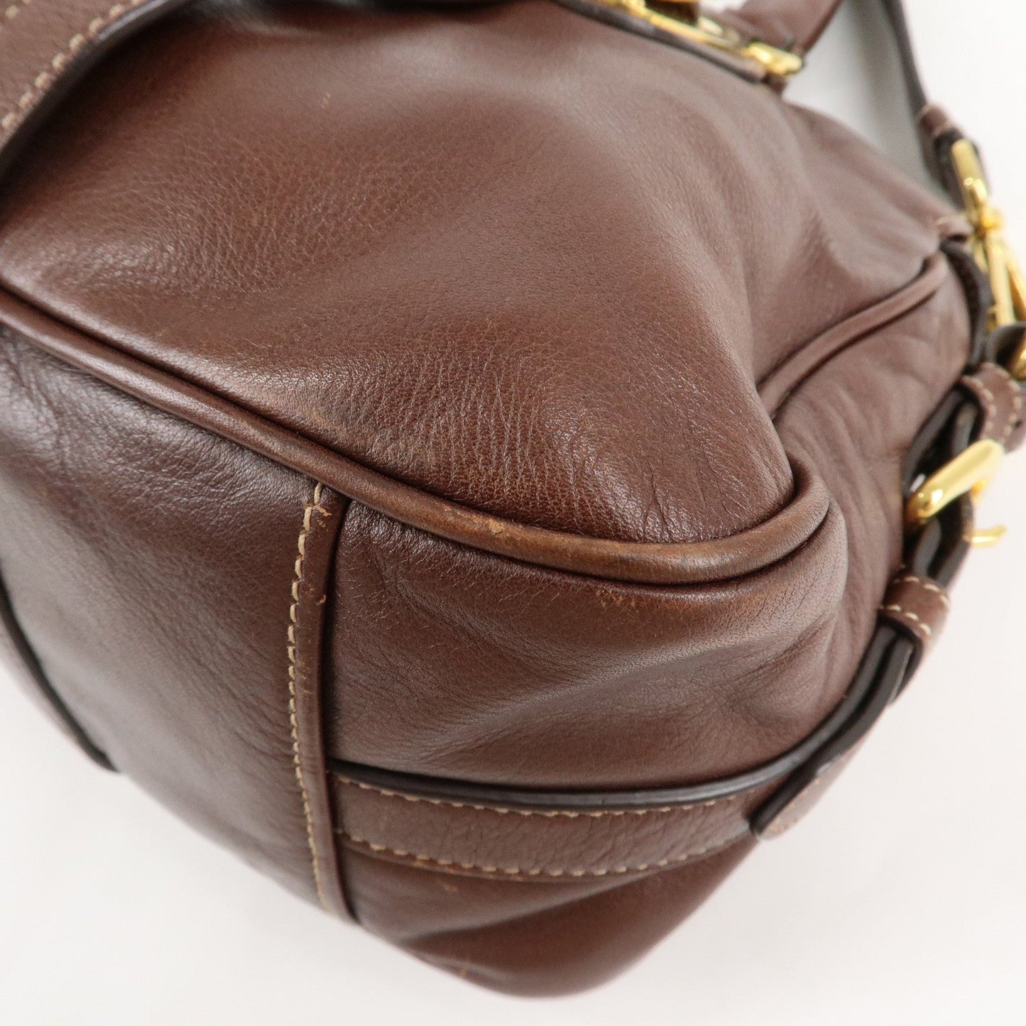 PRADA Leather 2Way Bag Shoulder Bag Hand Bag Brown BN1904  d