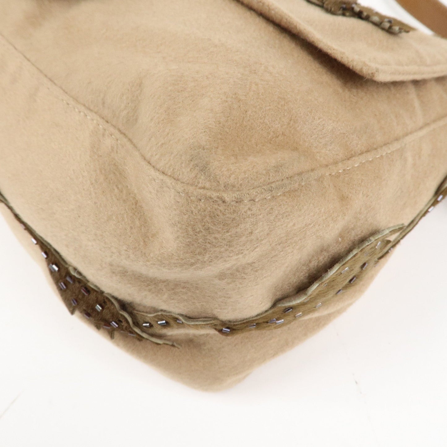 FENDI Mamma Baguette Wool Unborn Calf Shoulder Bag 26325  d