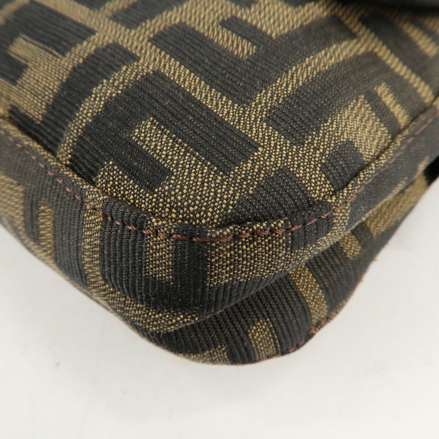 FENDI Zucca Mamma Buguette Canvas Shoulder Bag Brown Black 26424  d