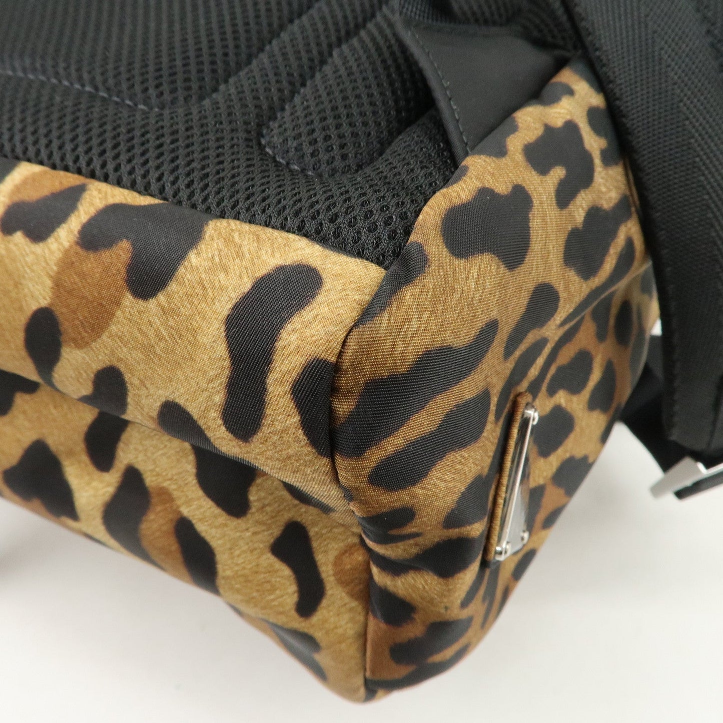 PRADA Nylon Leopard Print Back Pack Brown Black 2VZ062  d