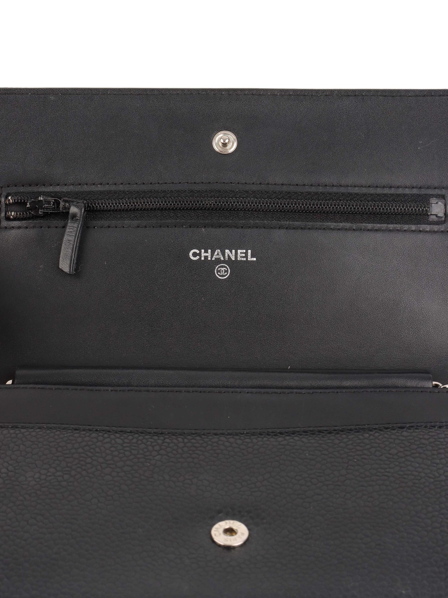 Chanel Black Caviar Wallet on Chain.