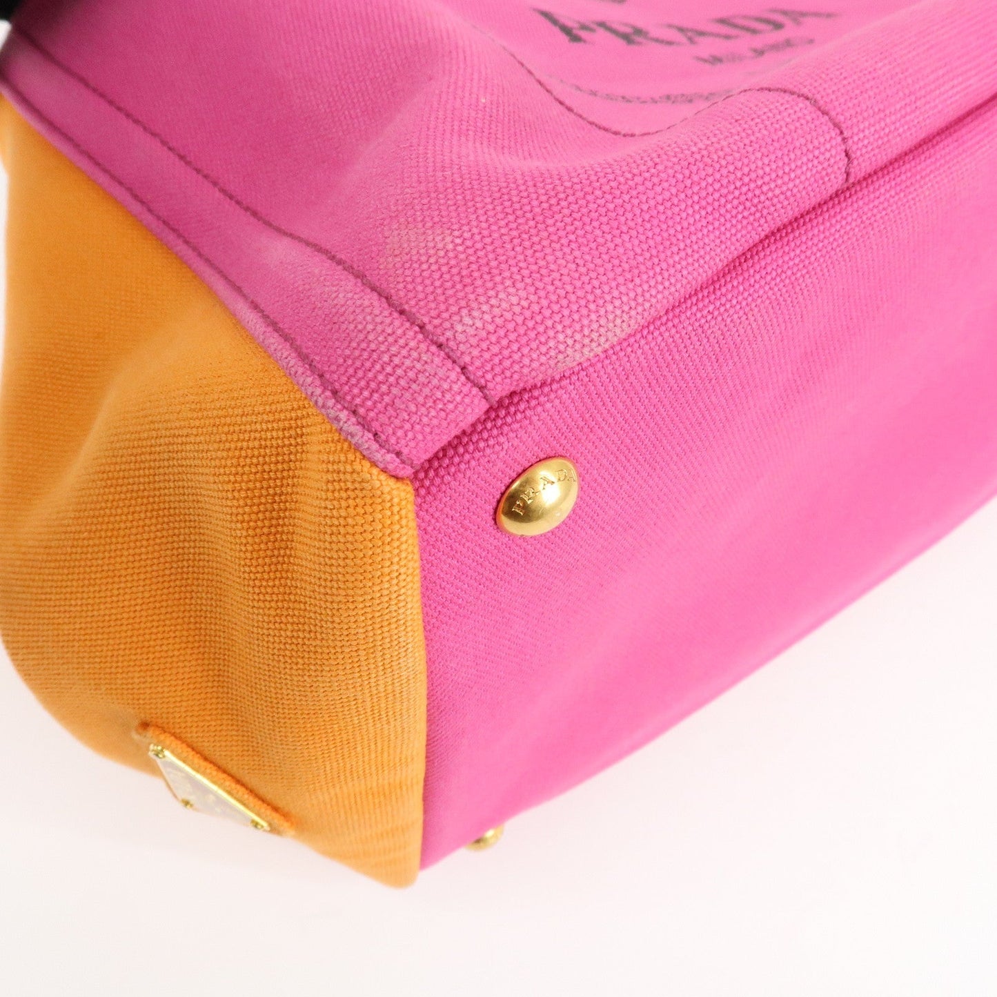 PRADA Canapa Canvas Tote Bag Limited Edition Pink Orange B1877I  d