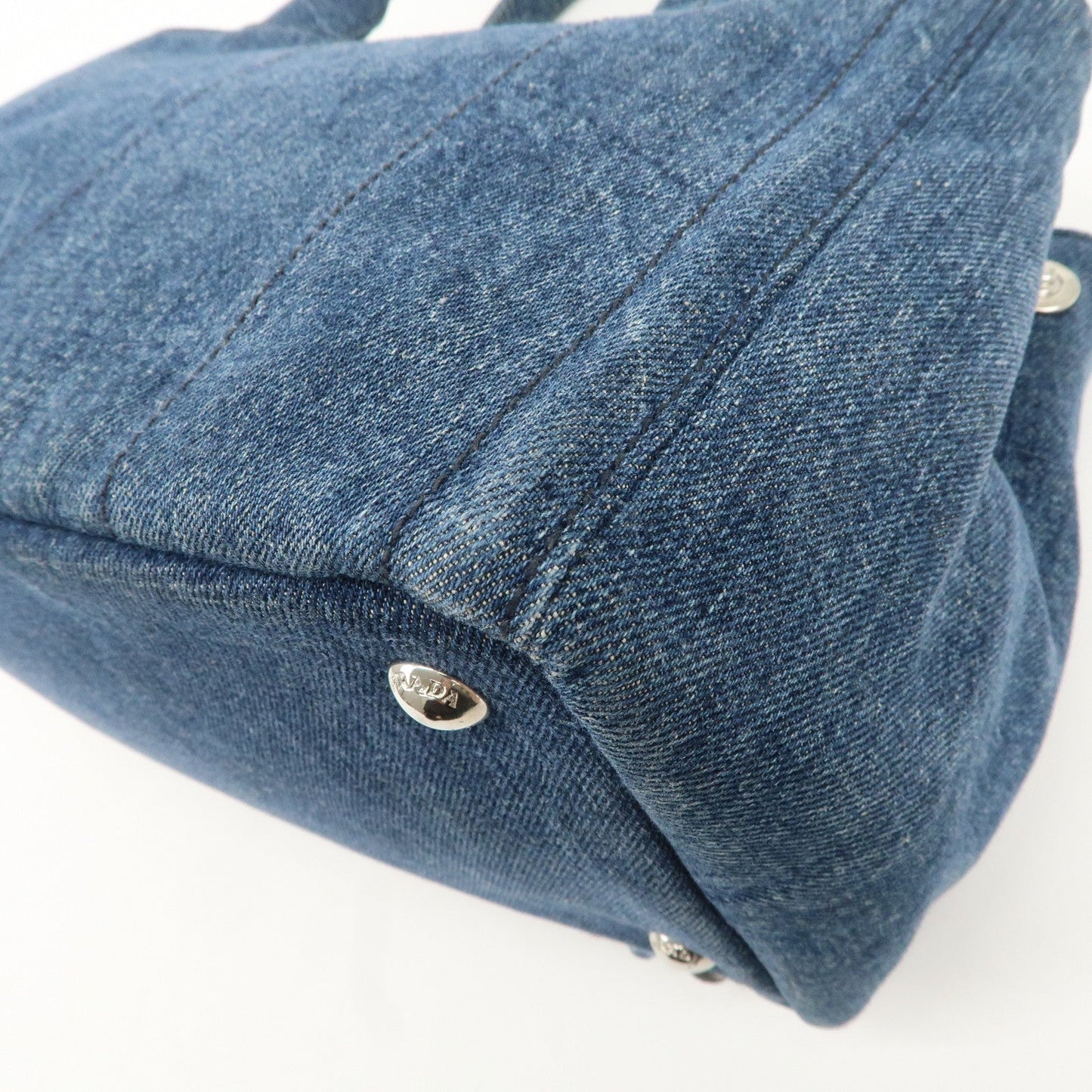 PRADA Logo Canapa Mini Denim Bijou 2Way Tote Bag Denim Blue 1BG439  d