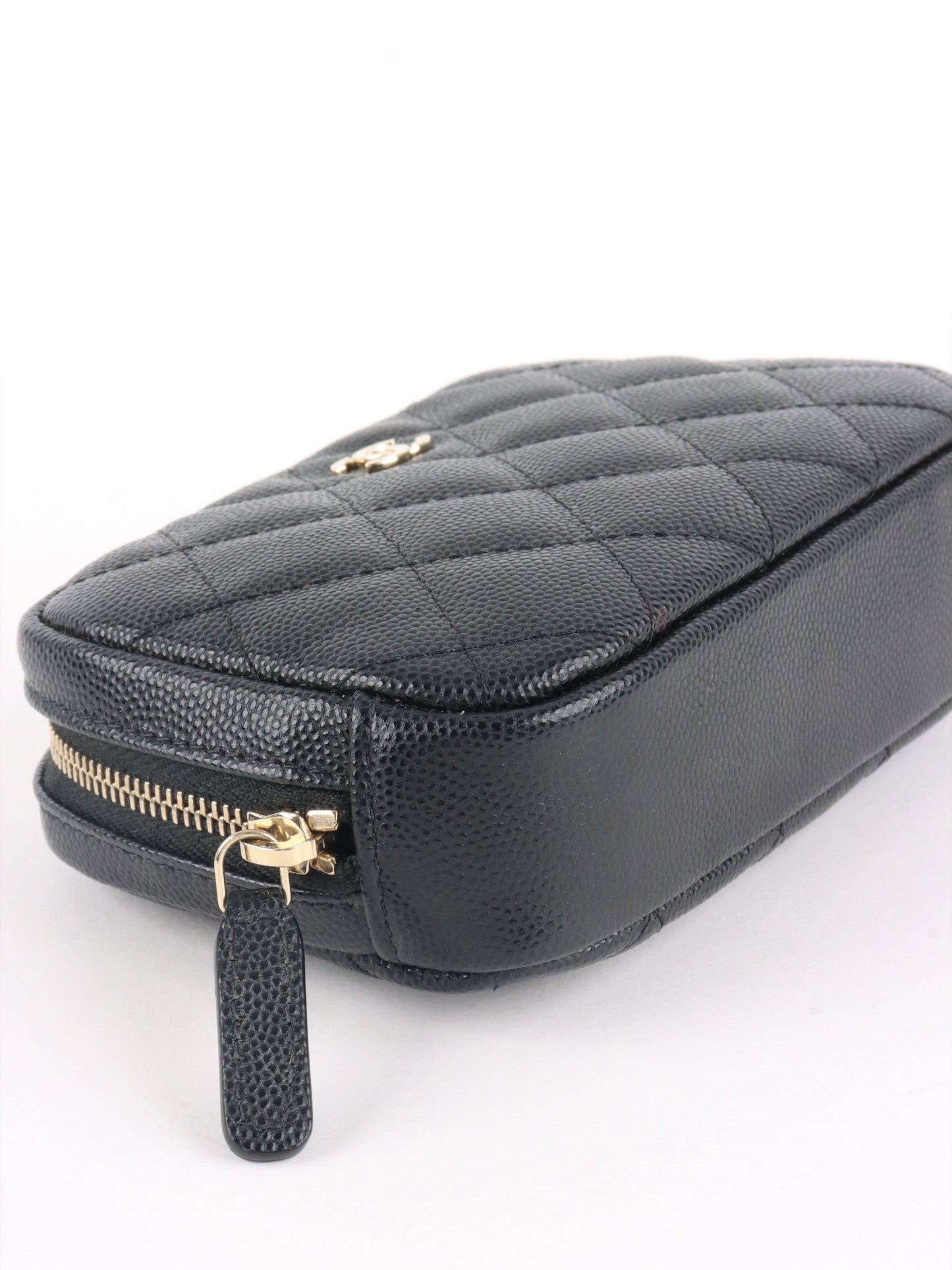 Chanel Small Black Caviar Quilted Cosmetic Pouch