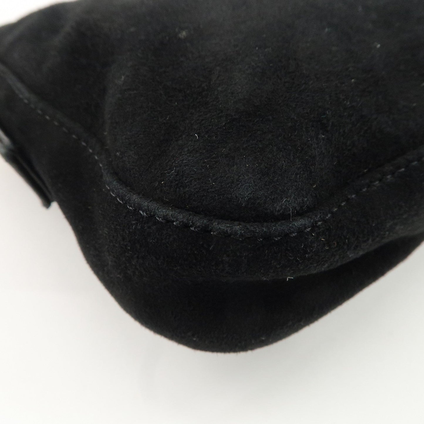 FENDI Mamma Bucket Suede Leather Shoulder Bag Black 26424  d