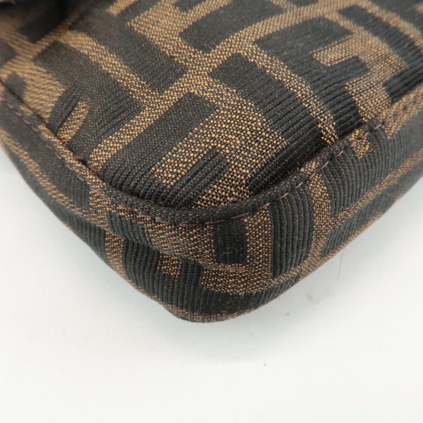 FENDI Mamma Baguette Zucca Canvas Shoulder Bag Brown Black 26424  d