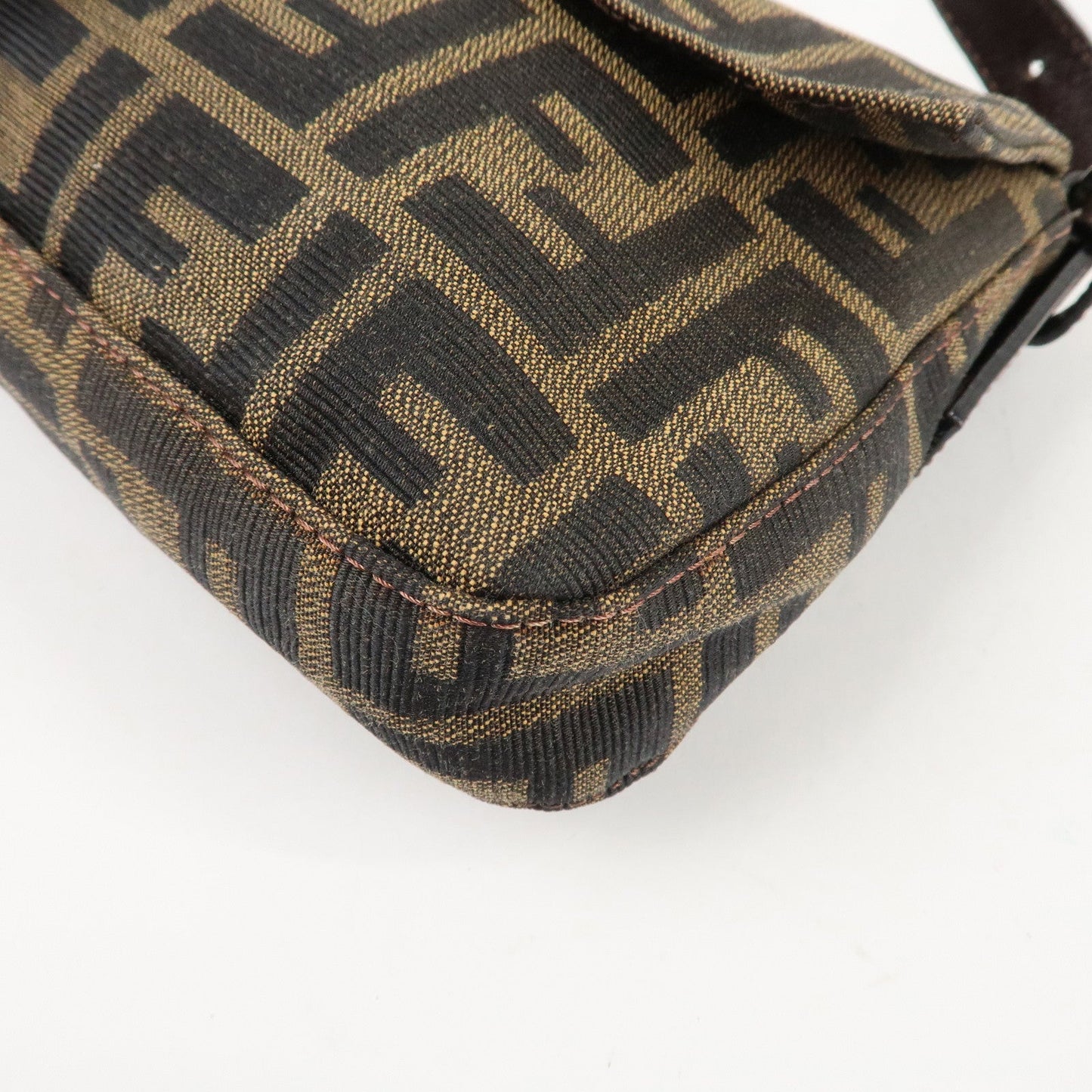 FENDI Mamma Baguette Zucca Canvas Shoulder Bag Brown Black 26424  d