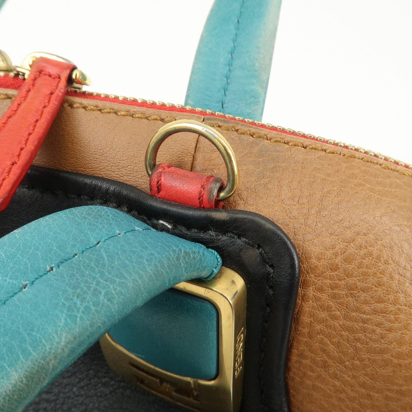 FENDI Cameleon Leather 2WAY Bag Black Brown Blue Red 8BL110  d