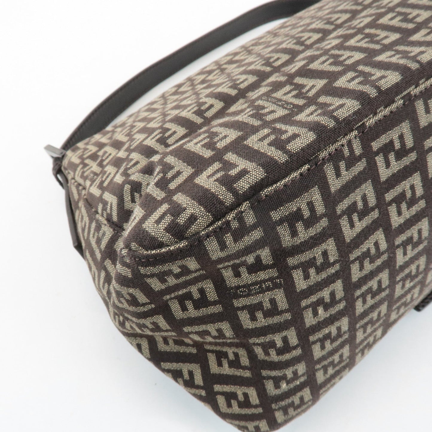 FENDI Mamma Baguette Zucchino Canvas Leather Shoulder Bag 8BR001  d