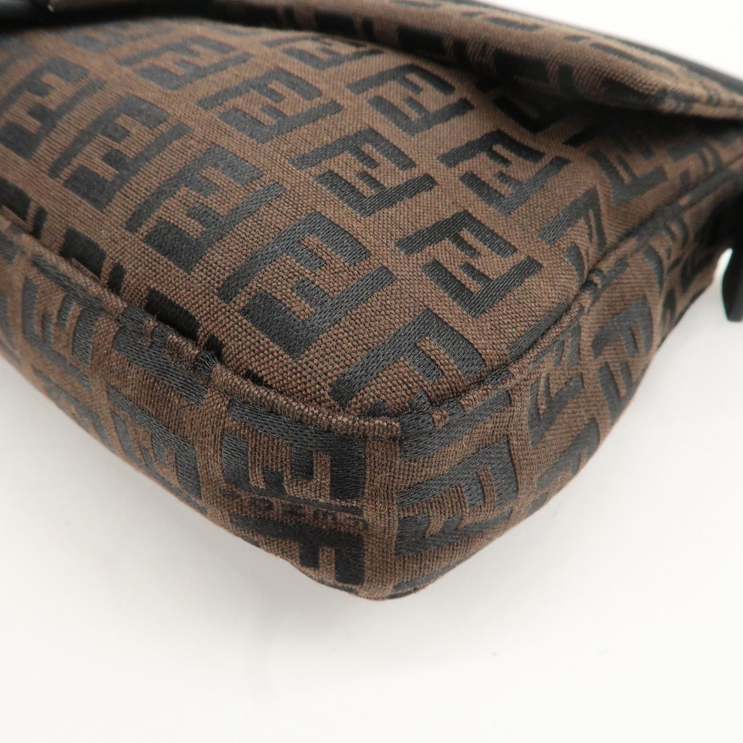 FENDI Mamma Baguette Zucchino Leather Shoulder Bag Brown 8BR000  d