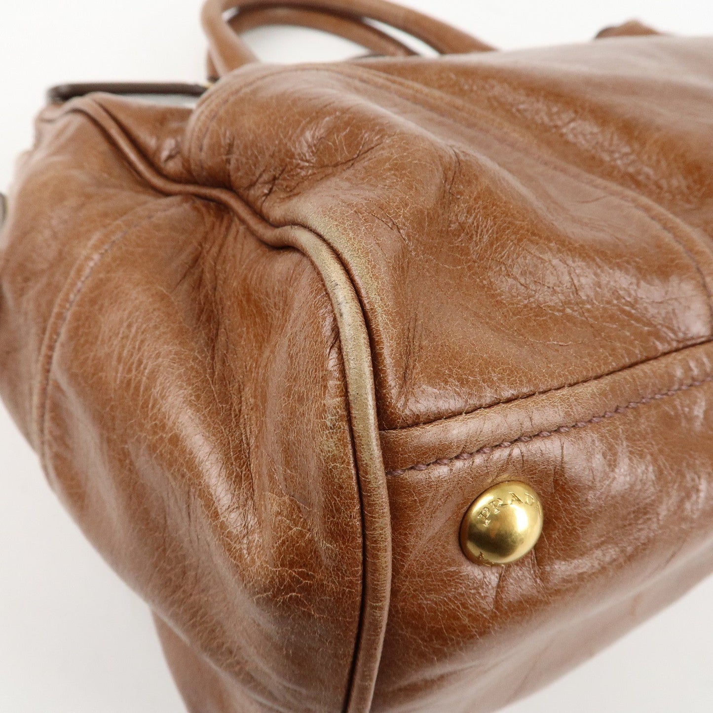 PRADA Leather 2Way Bag Shoulder Bag Hand Bag Brown  d