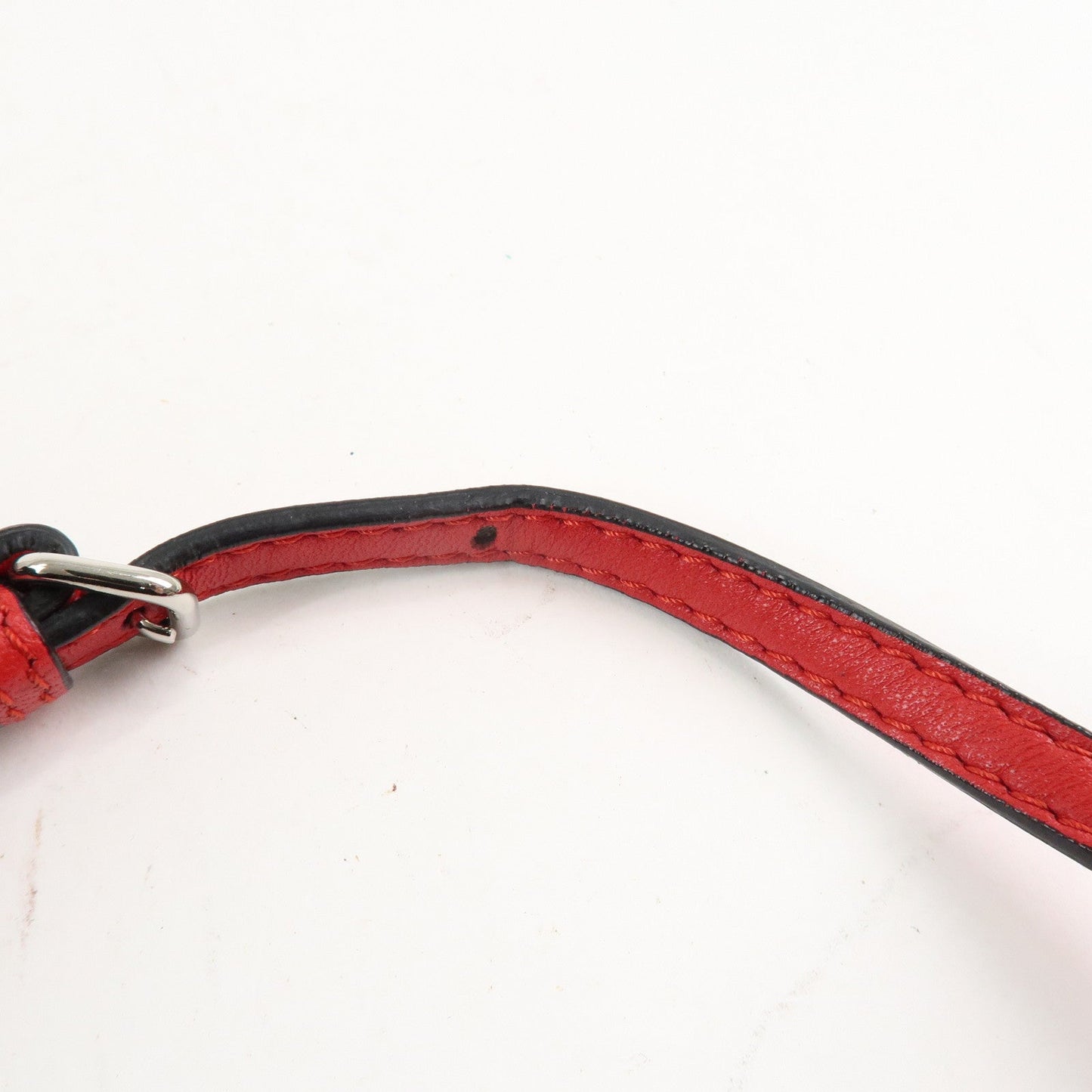 FENDI Micro Baguette Leather Shoulder Bag Red 8M0354  d