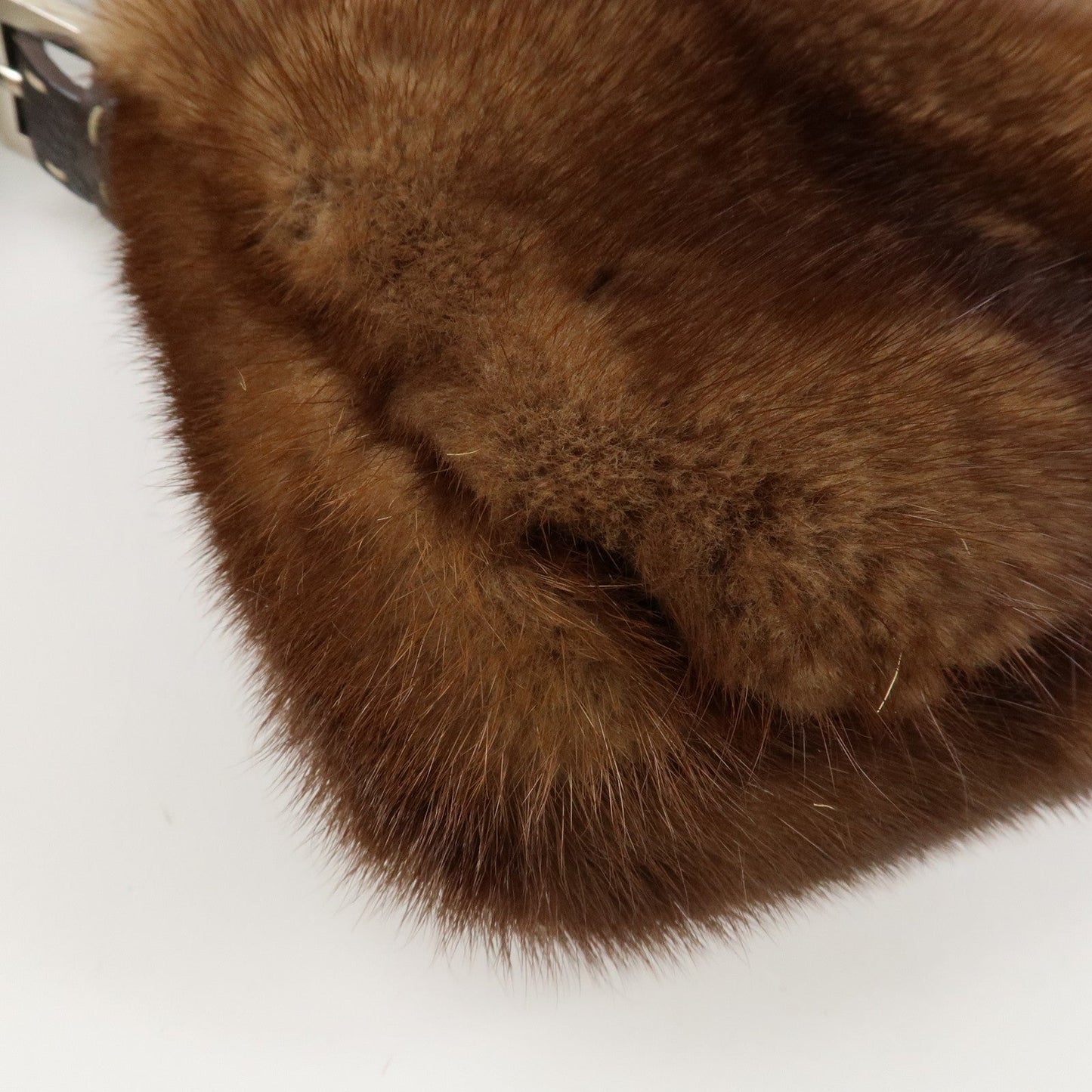 FENDI Mamma Baguette Selleria Mink Leather Shoulder Bag 8BR101  d
