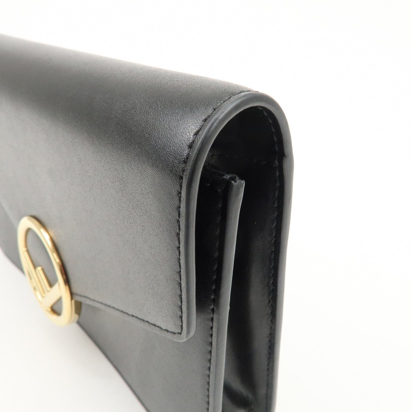 FENDI F is FENDI Leather Chain Wallet Clutch Bag Black 8BS006  d