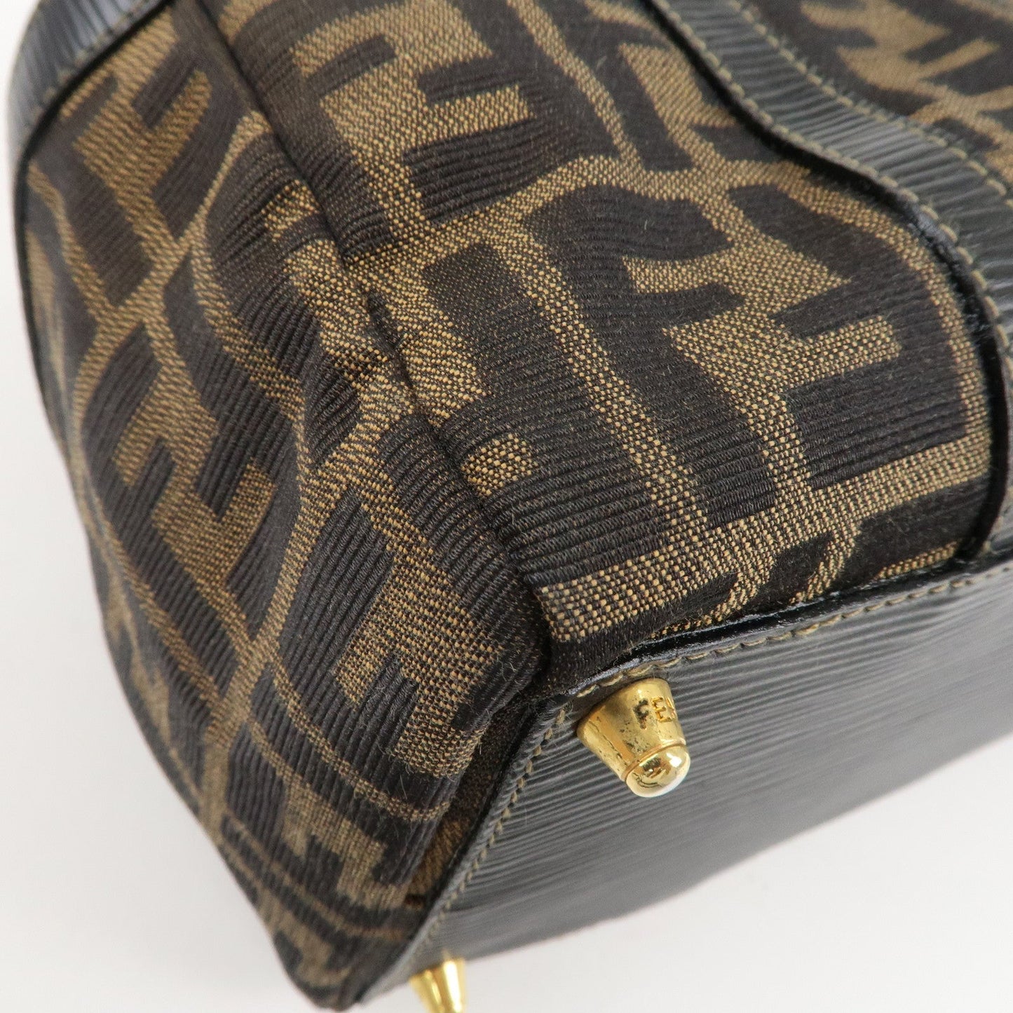 FENDI Zucca Canvas Leather 2WAY Bag Brown Black 261470  d