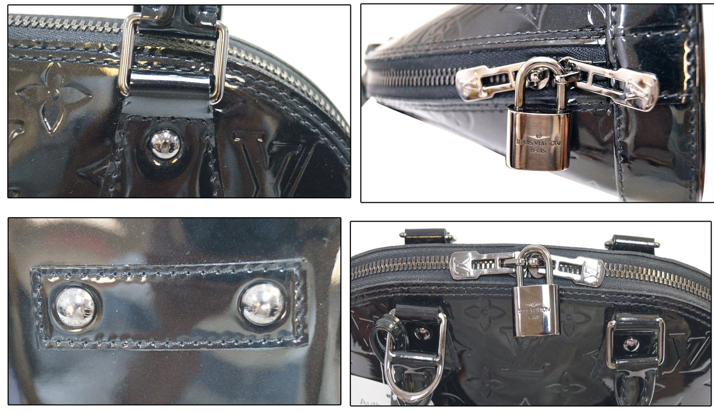 LOUIS VUITTON Black Magnetique Monogram Vernis Alma BB Satchel Bag