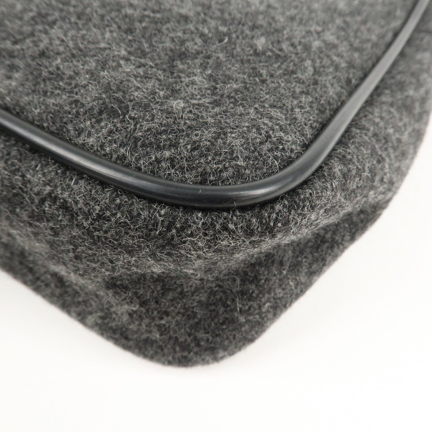 PRADA Felt Leather Shoulder Bag Hand Bag Gray Black  d