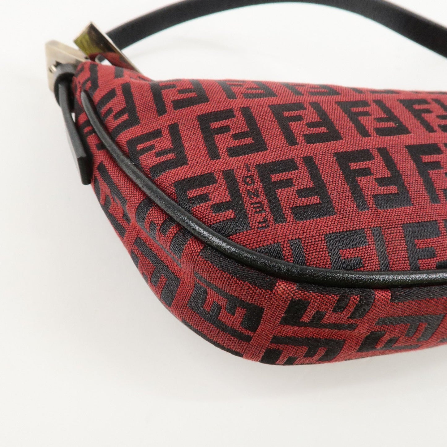 FENDI Zucchino Canvas Leather Accessory Pouch Hand Bag Black Red  d