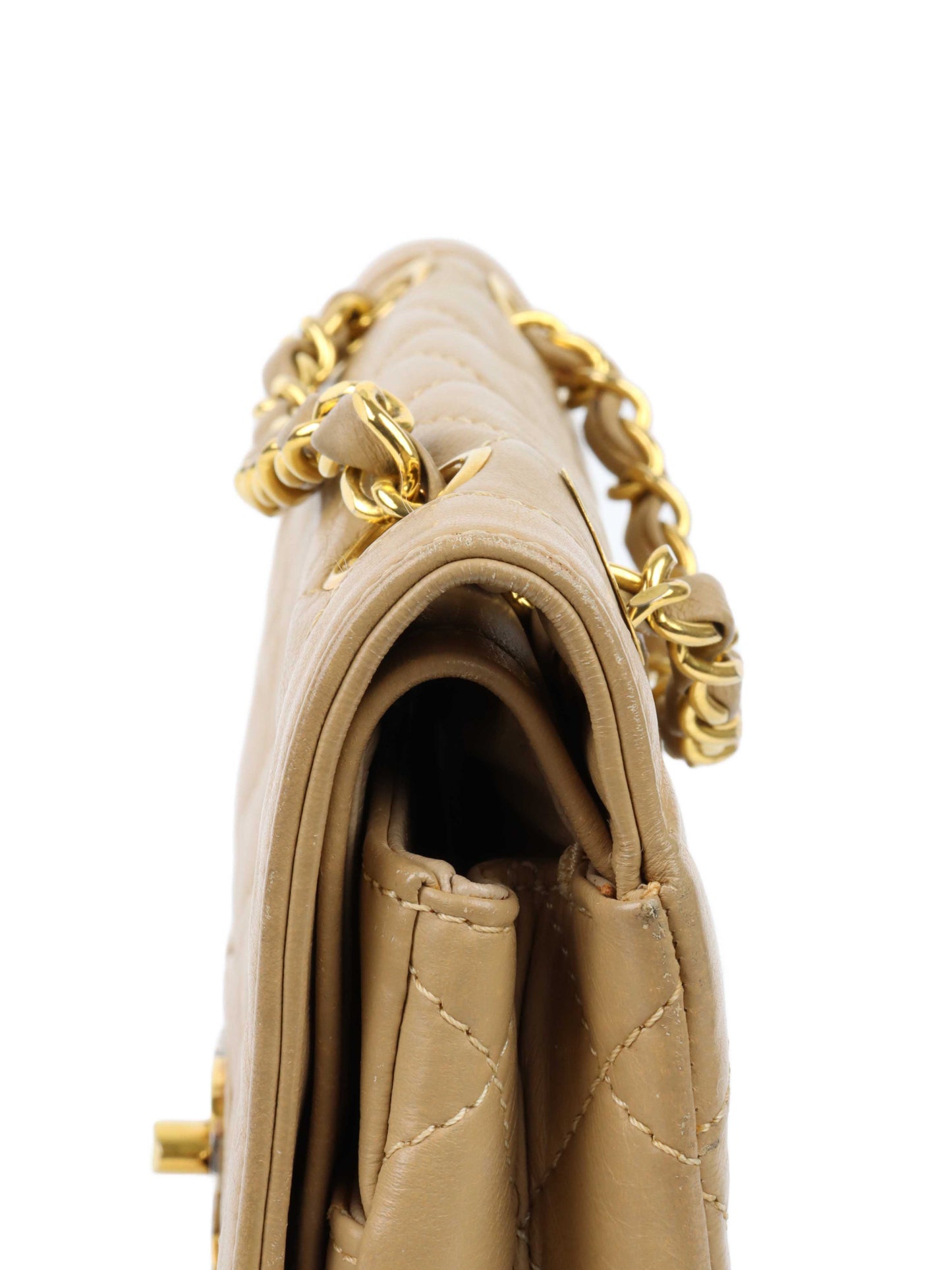 Chanel   Two Toned Beige Flap Bag.