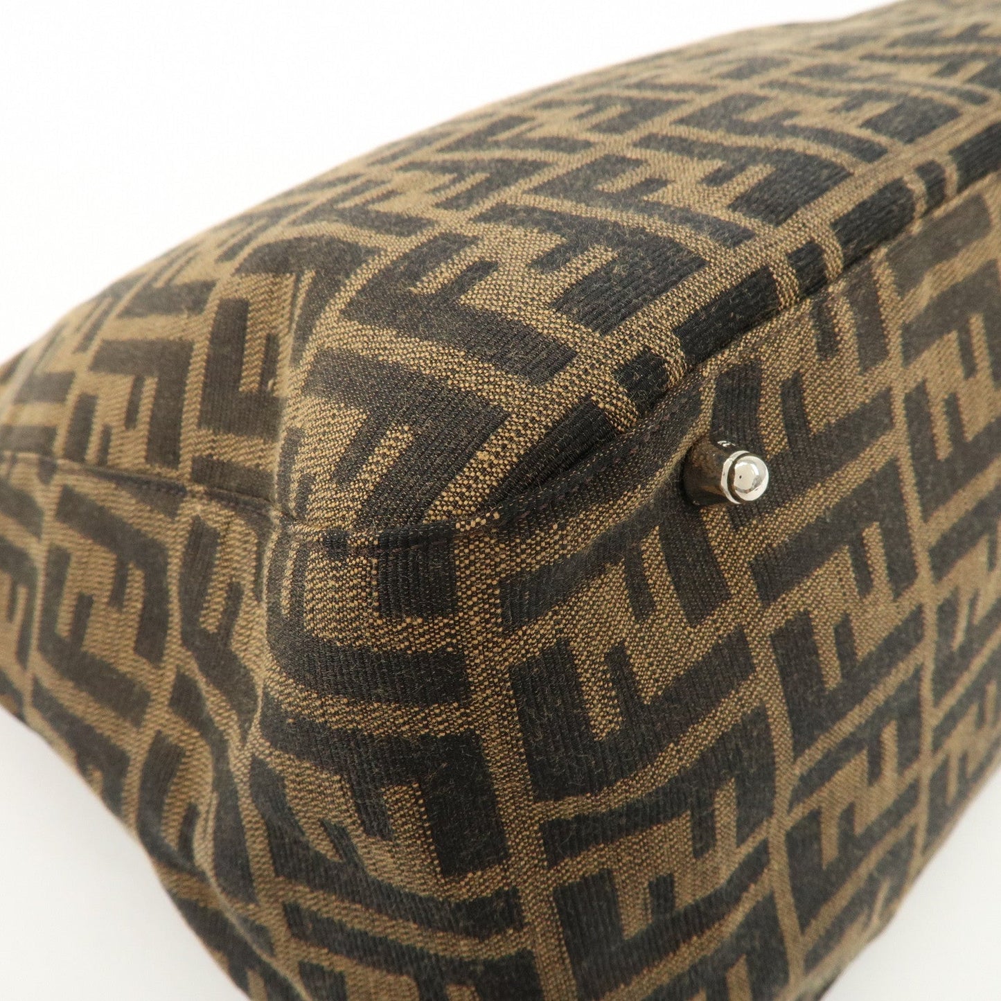 FENDI Zucca Canvas Leather Tote Bag Brown Black 26329  d