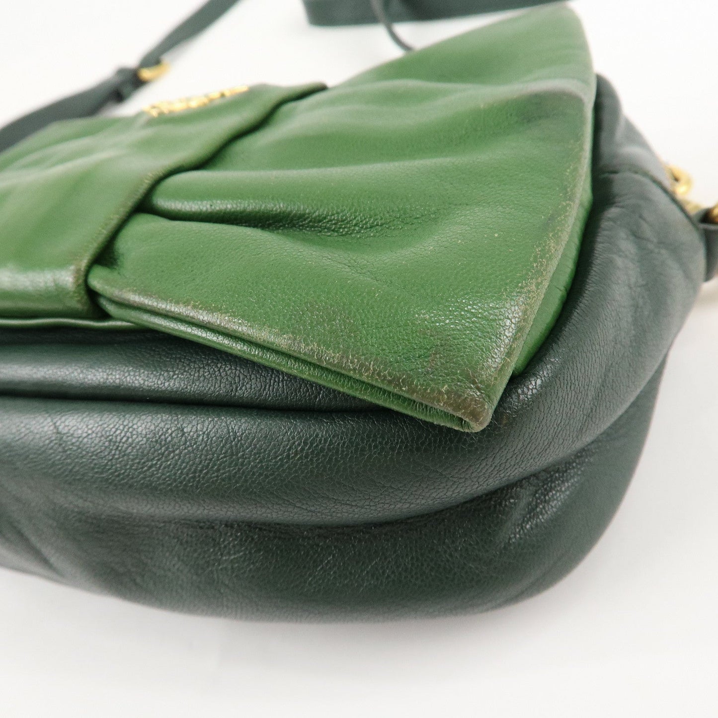 PRADA Logo Leather Ribbon Shoulder Bag Green BP0166  d