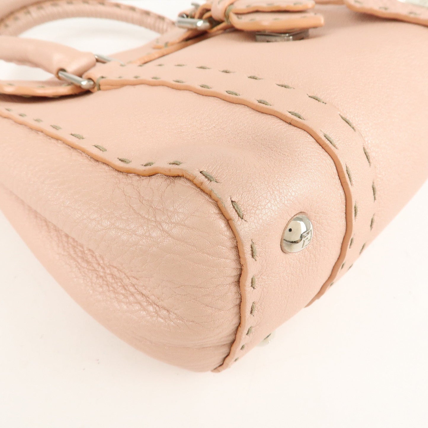 FENDI Selleria Leather Mini Linda Hand Bag Pink 8BR486  d