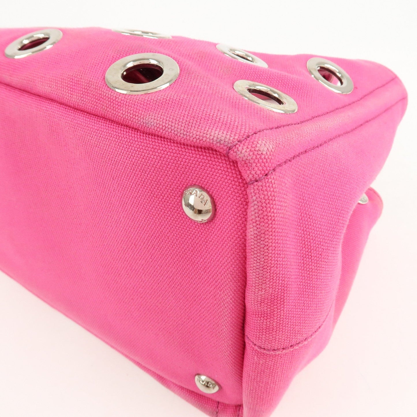 PRADA Canapa Mini Canvas 2Way Bag Hand Bag Pink 1BG439  d