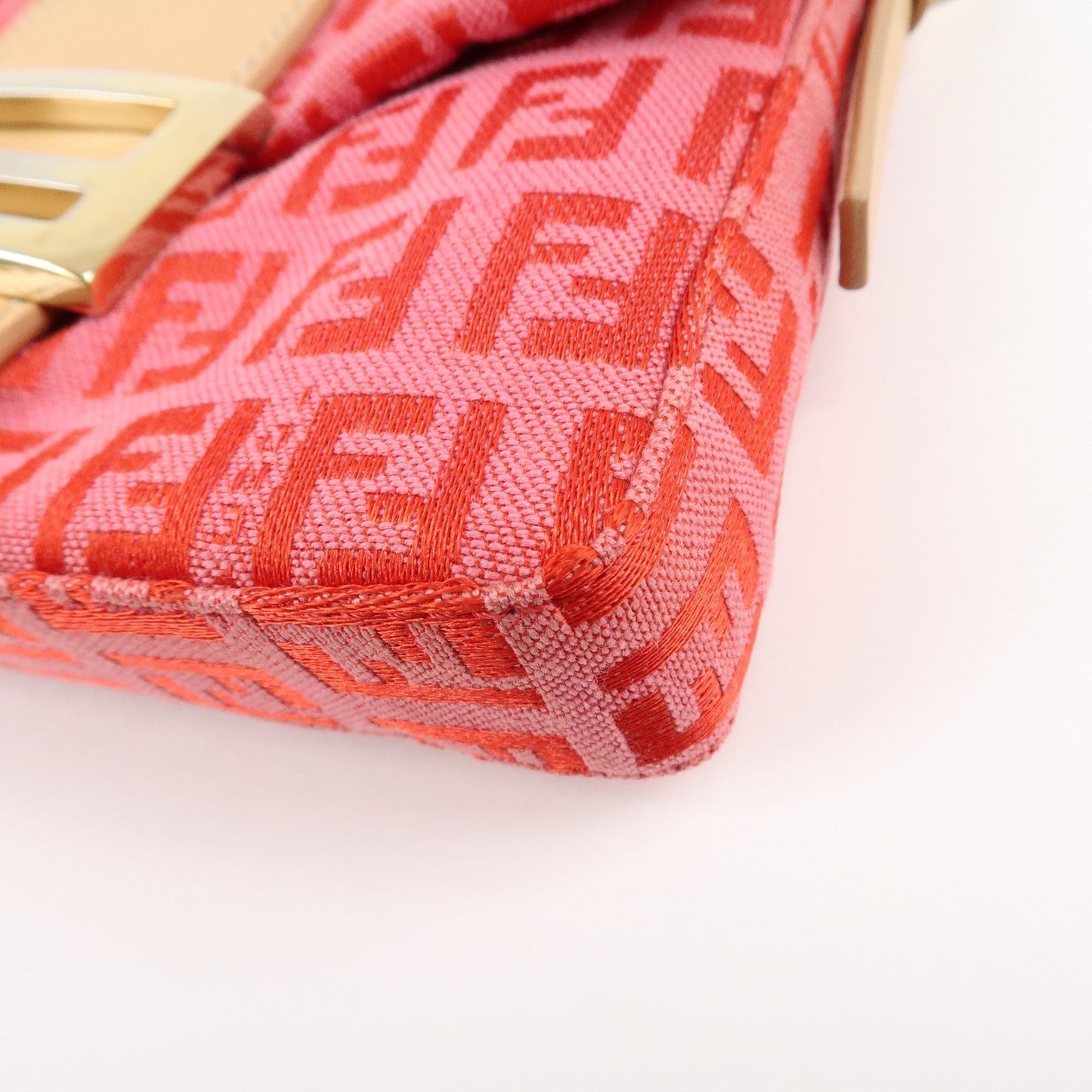 FENDI Mini Mamma Baguette Zucchino Canvas Leather Hand Bag  d