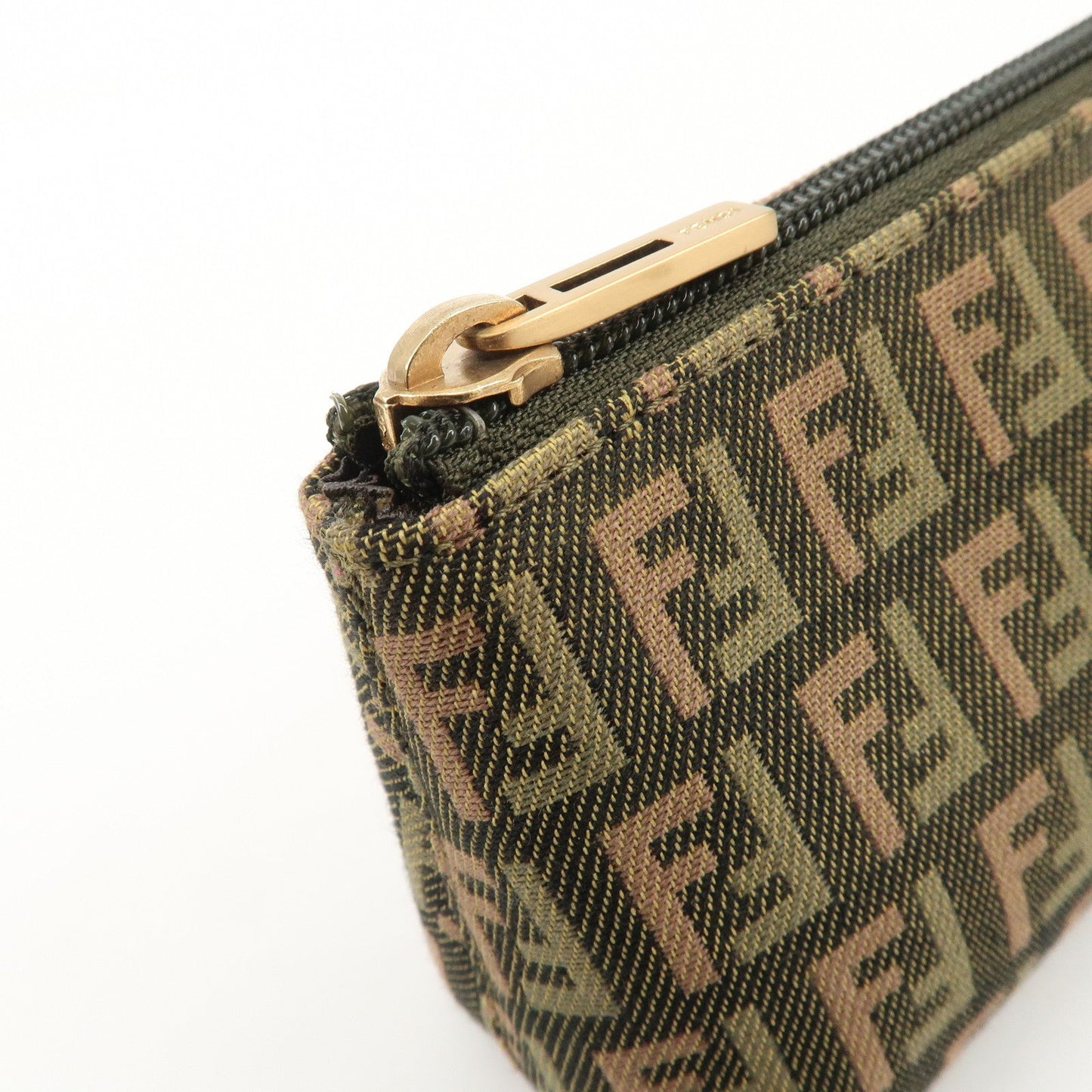 FENDI Zucca Canvas Leather Pouch Mini Bag Khaki Brown 7N0037  d