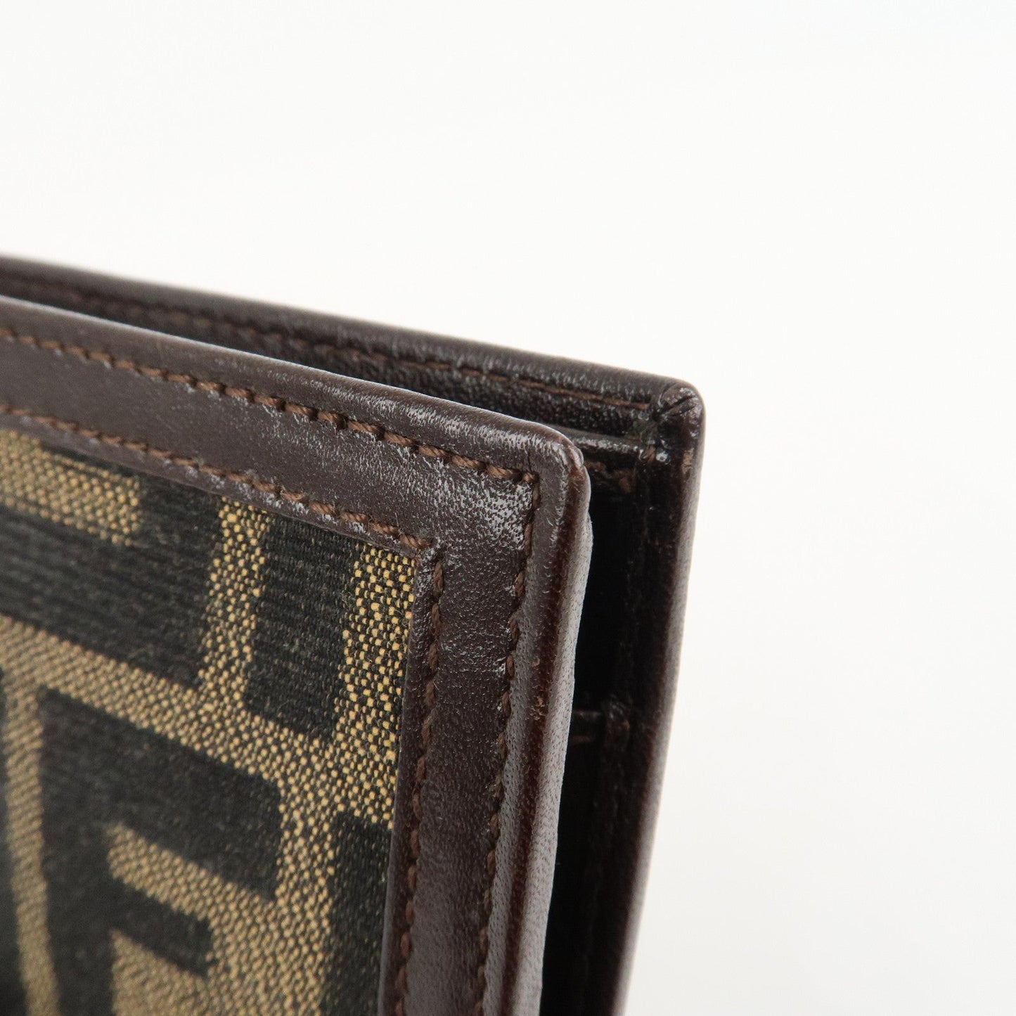 FENDI Zucca Canvas Leather Bifold Wallet Brown Black 31011  d