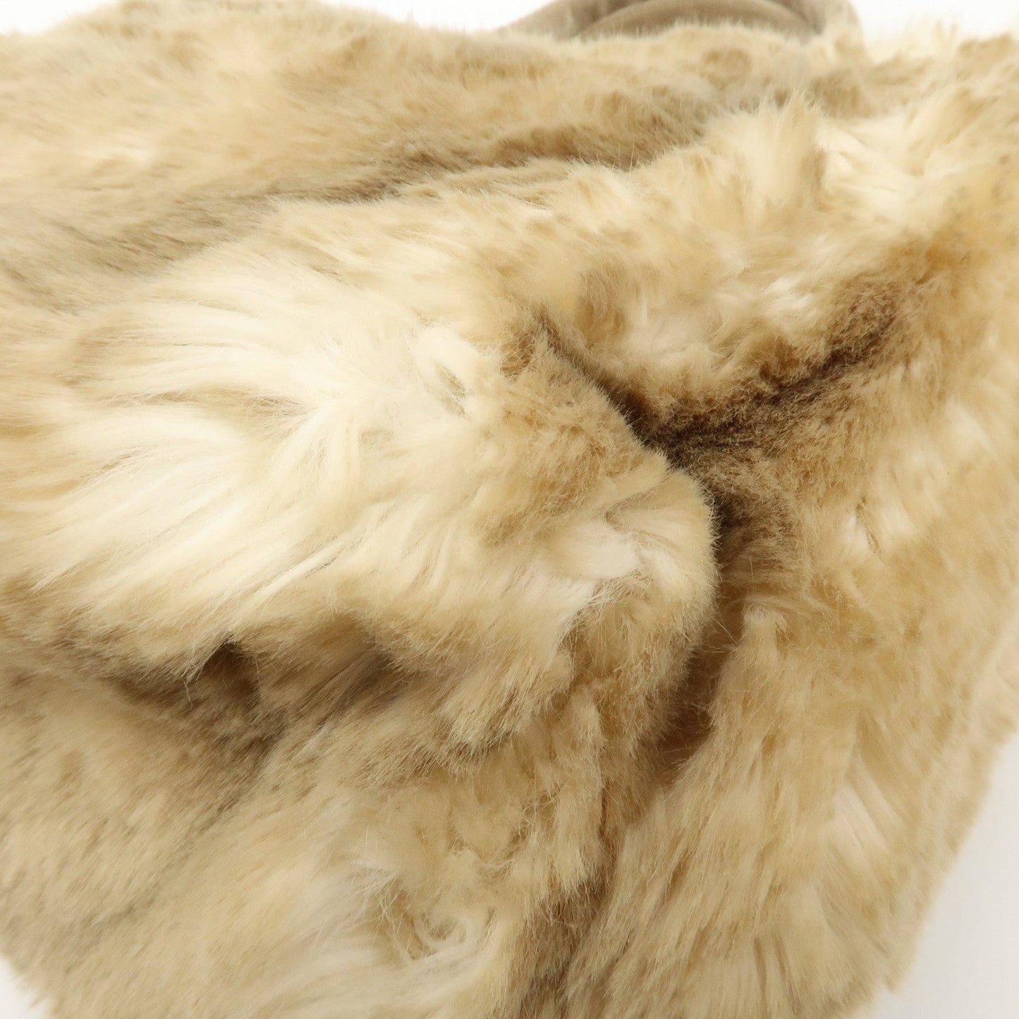 PRADA Eco Lapin Fur Suede Canapa Large Tote Bag Beige BN1918  d