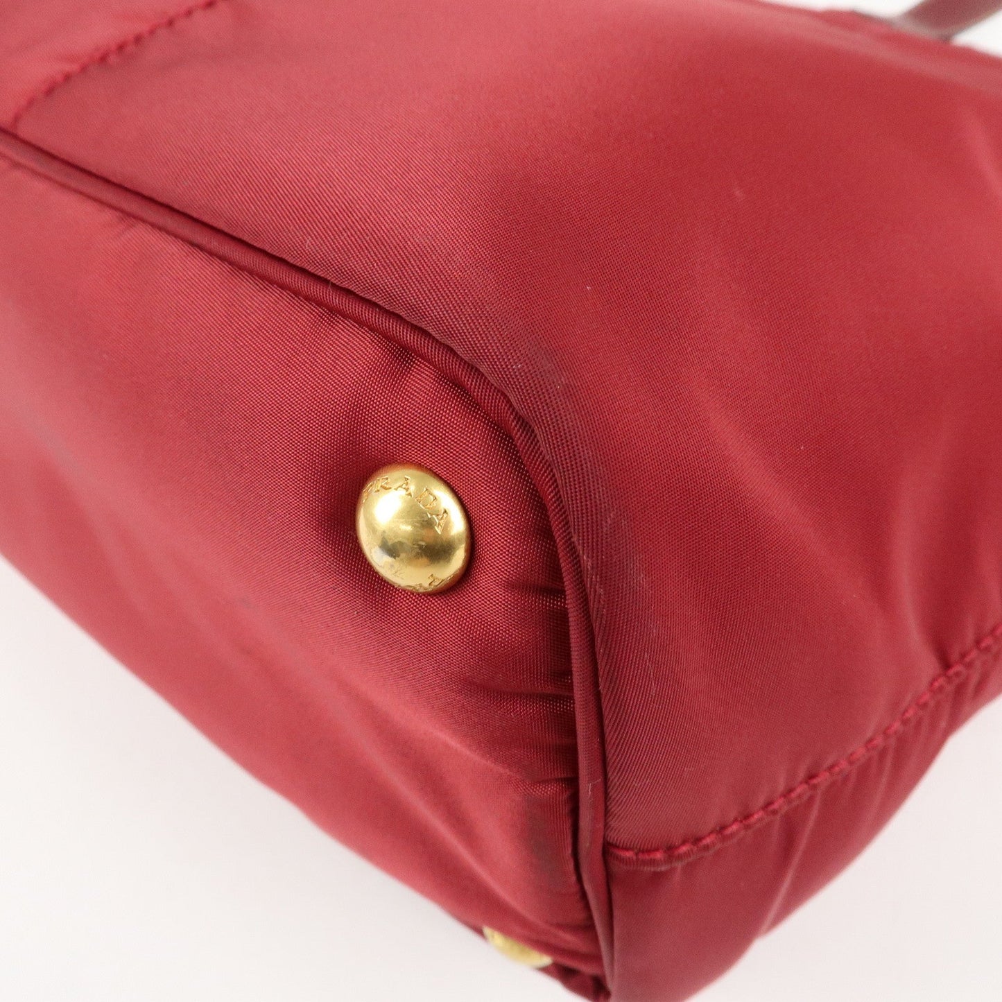 PRADA Logo Nylon Leather Tote Bag Shoulder Bag Dark Red BR4634  d