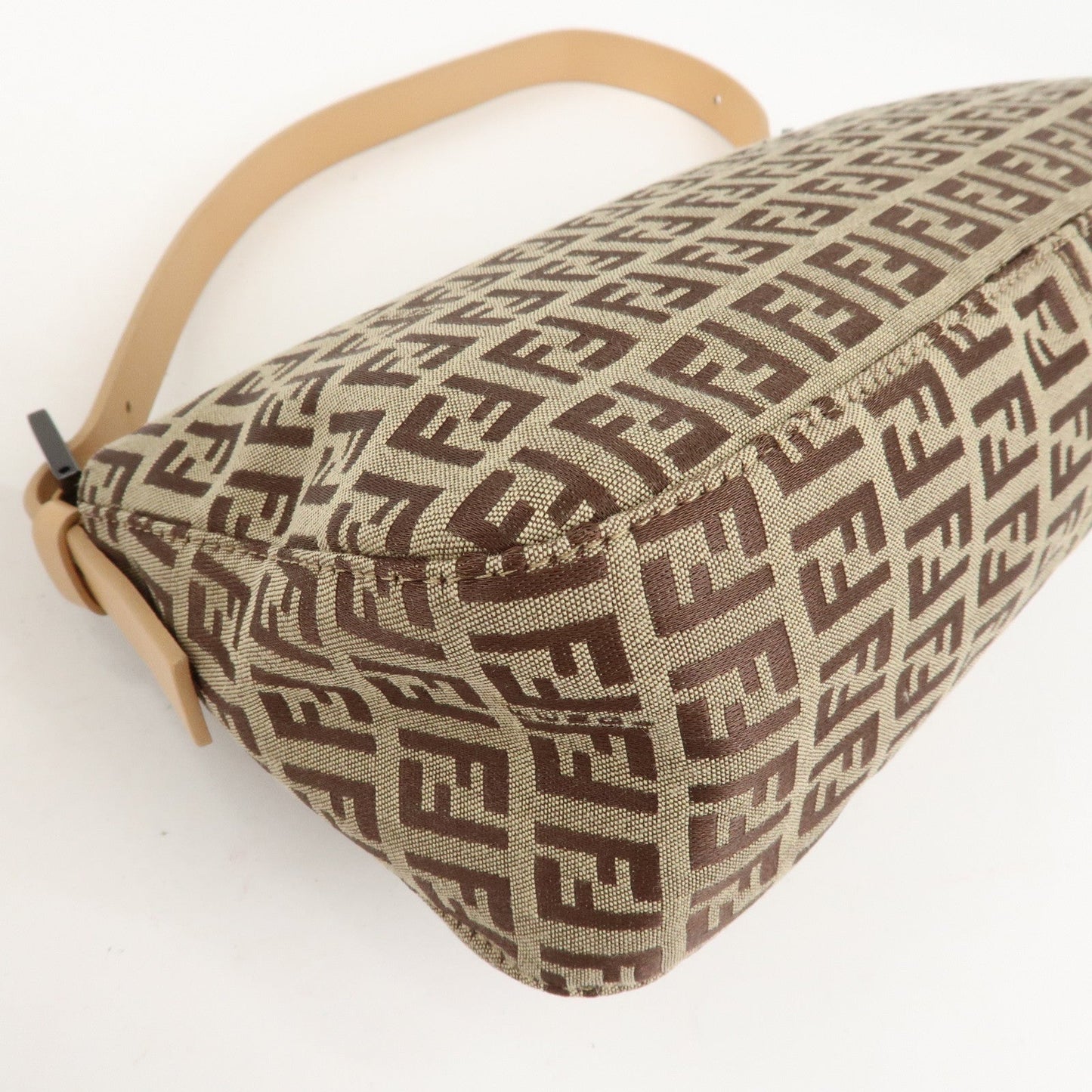 FENDI Zucchino Canvas Leather Shoulder Bag Beige 8BR003  d