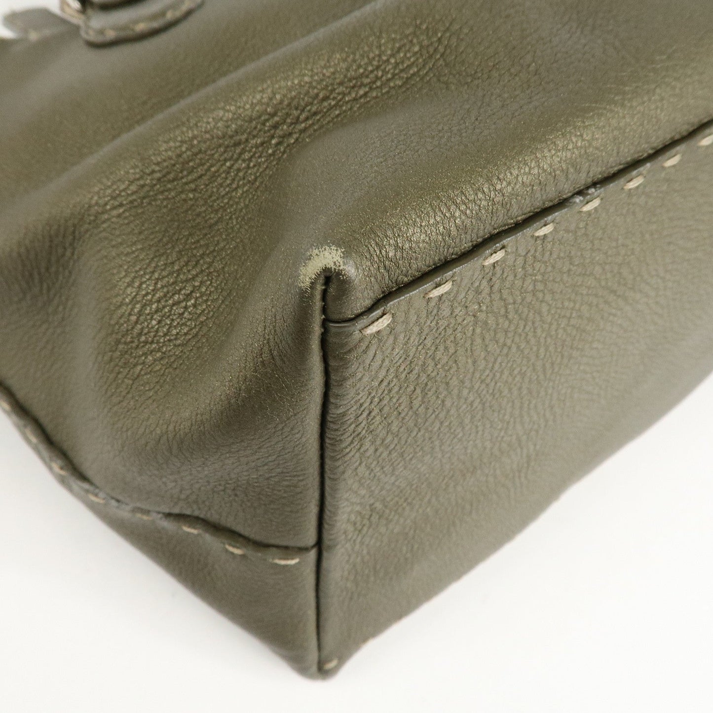 FENDI Selleria Leather Tote Bag Shoulder Bag Khaki 8BN155  d