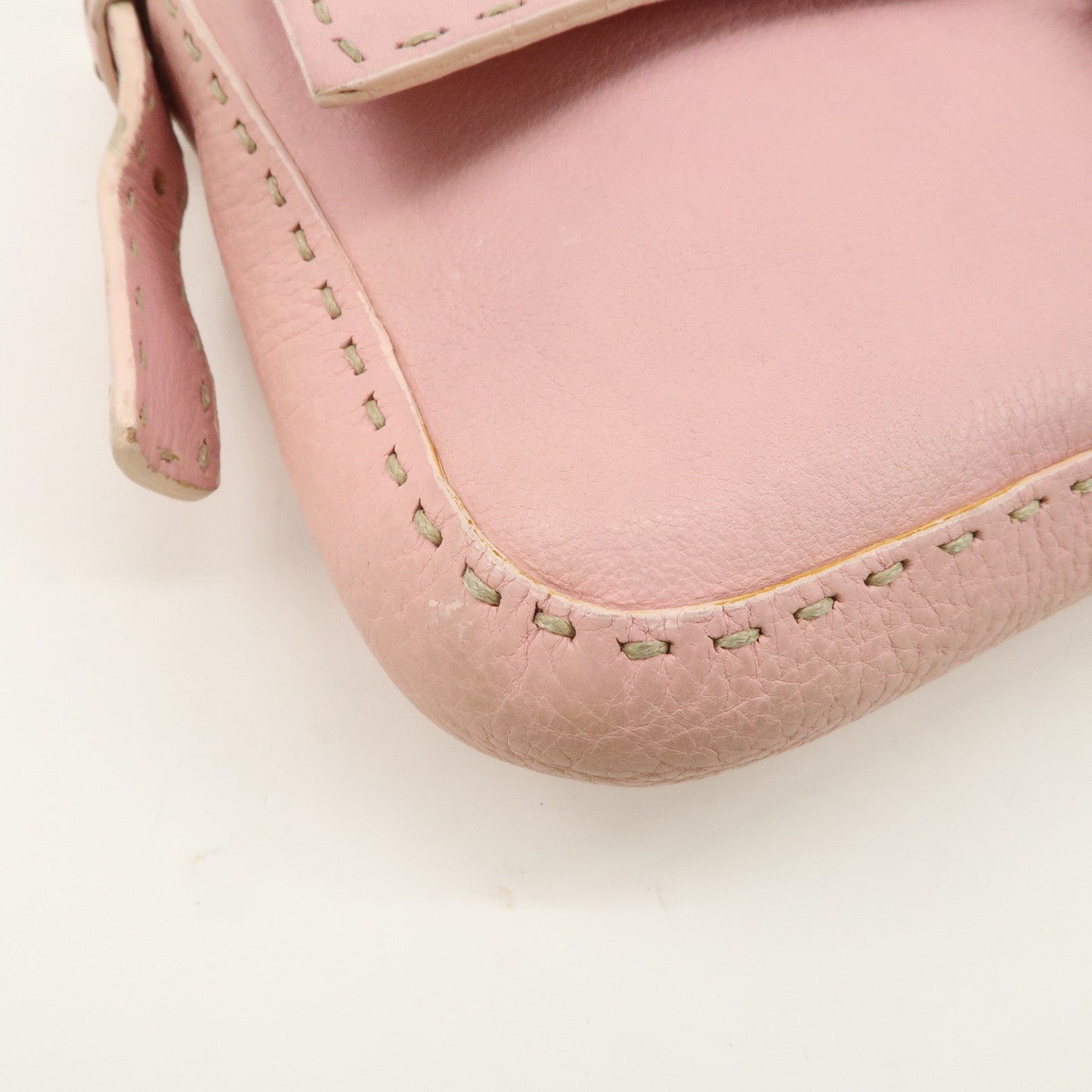 FENDI Selleria Mamma Baguette Leather Shoulder Bag Pink 8BR101  d