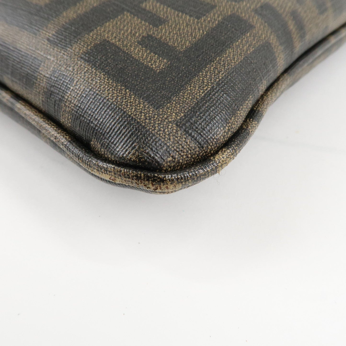 FENDI Zucca Print PVC Shoulder Bag Khaki Black 7VA207  d