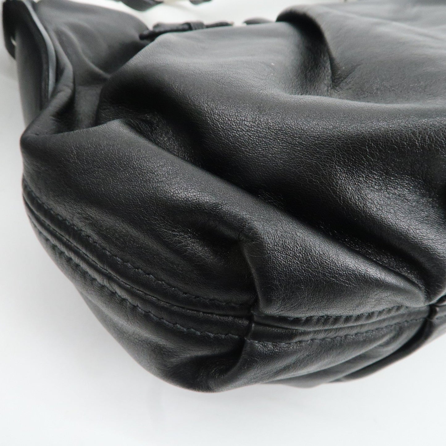 PRADA Soft Calf Leather Shoulder Bag Black BR3795  d