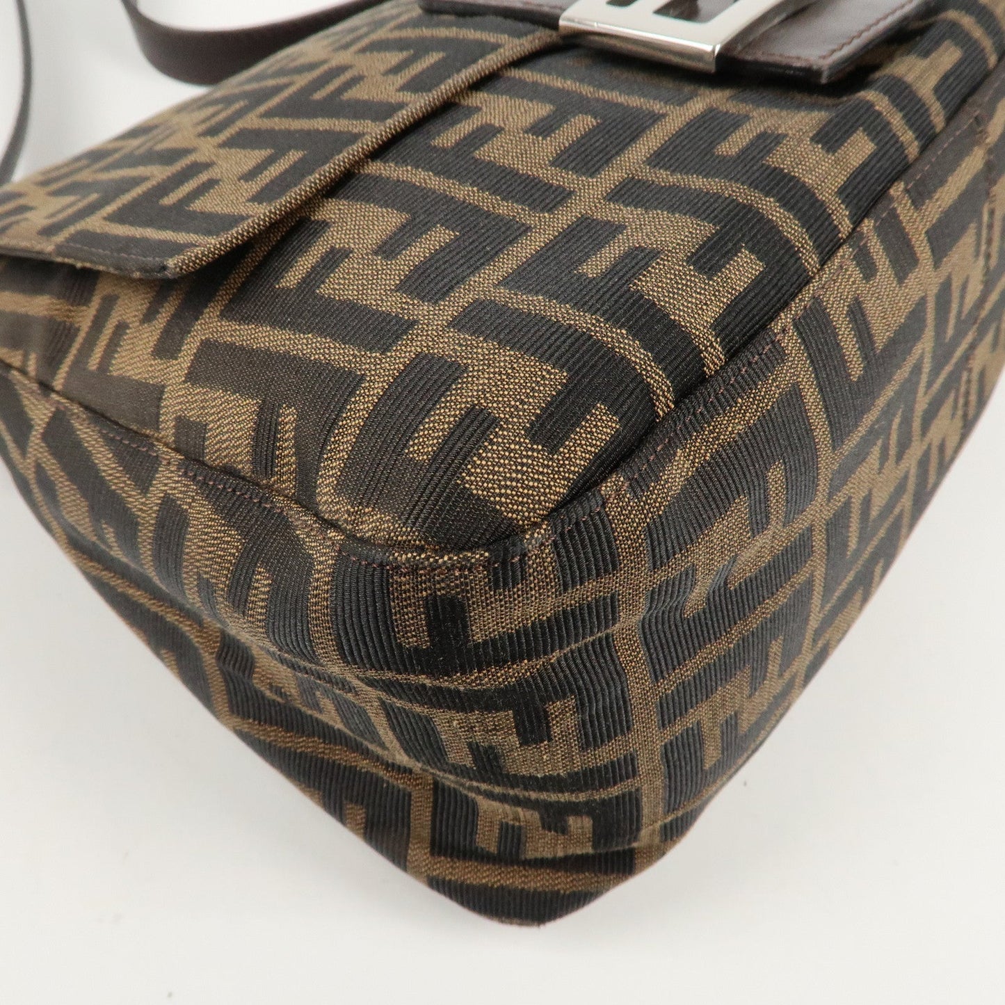 FENDI Mamma Baguette Zucca Canvas Shoulder Bag Brown Black 26325  d