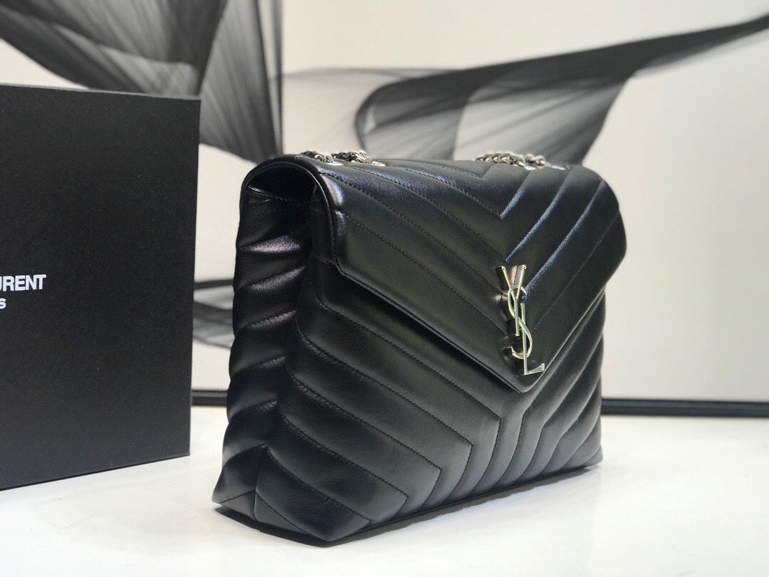 Top Quality Loulou Small Chain Bag In Matelassé "Y" Black For Women 9.8in/23cm YSL  494699DV7261000