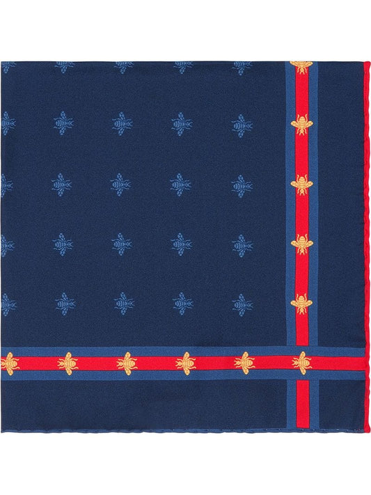 Gucci - Bee pattern silk pocket square - men - Silk - One Size - Blue